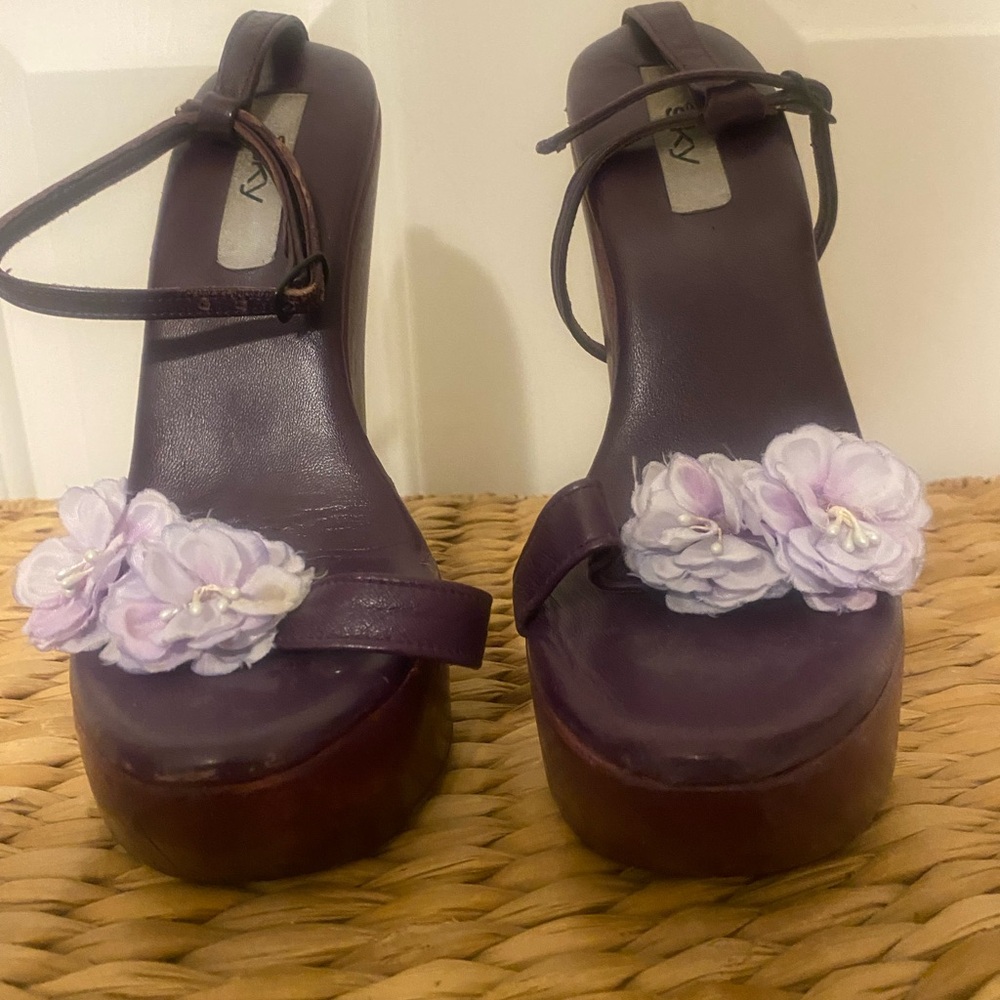 Sky Purple Floral Platform Heels